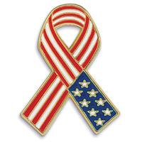 American Flag Ribbon - Die Struck Patriotic Lapel Pins